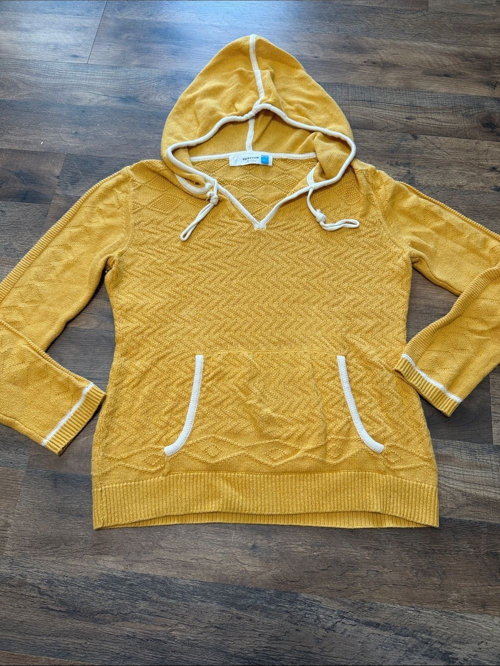 Anthropologie Sparrow yellow textured sweater hoodie